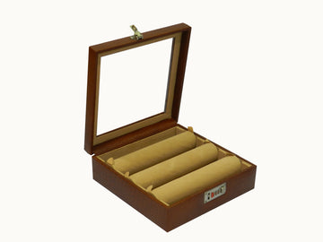 Bangle Box 3 Road Premium Quality Leather Brown Box Glass Top