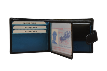 Laveri Leather Designer Multicolor Mens Wallet Black/Blue #753CL