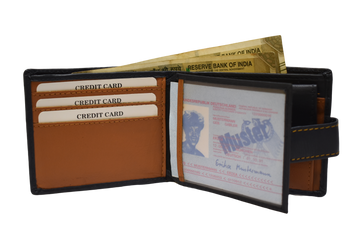 Laveri Leather Designer Multicolor Mens Wallet Blue/Tan #753CL