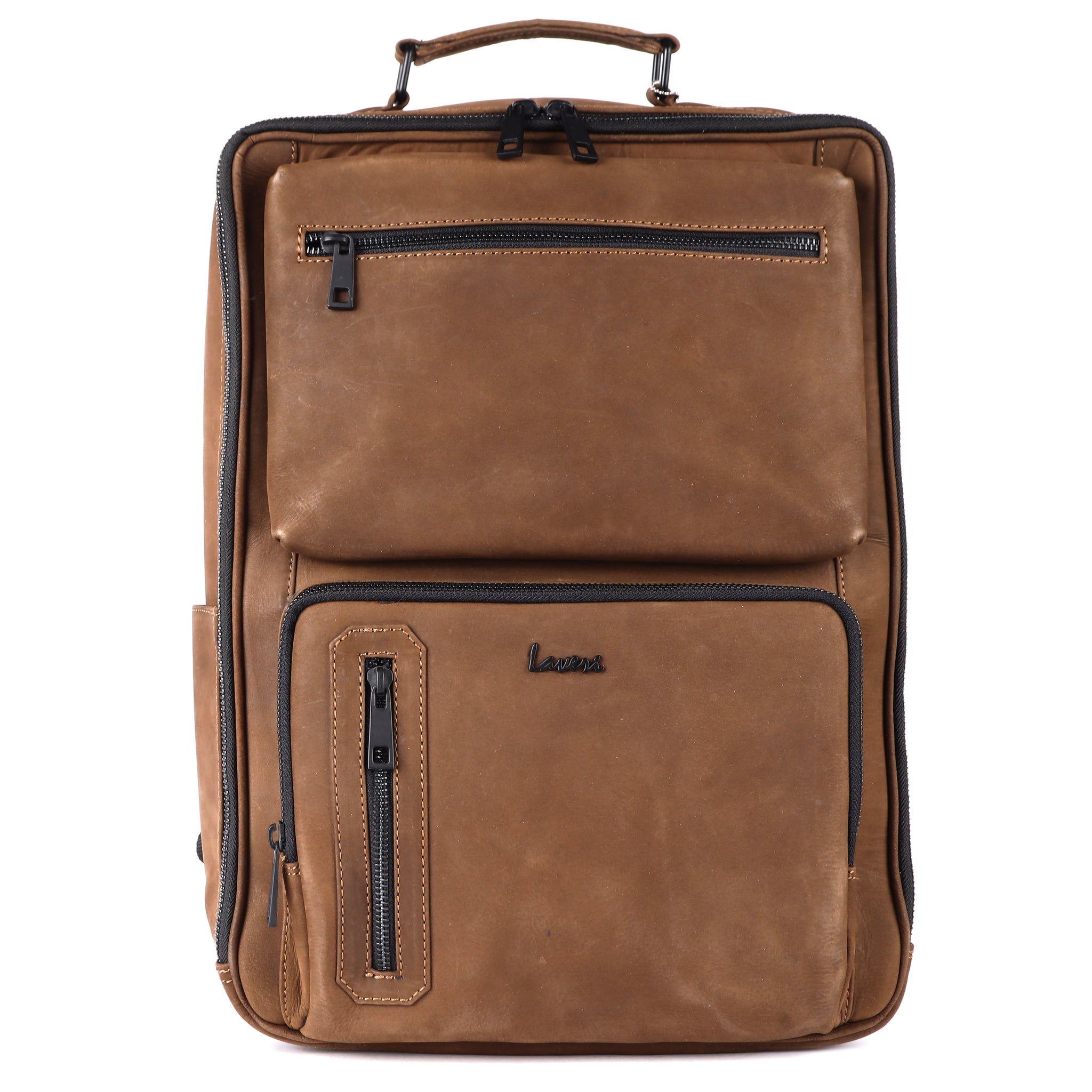 Laveri® Genuine Leather Travel Back Pack bag #2832 Brown hunter