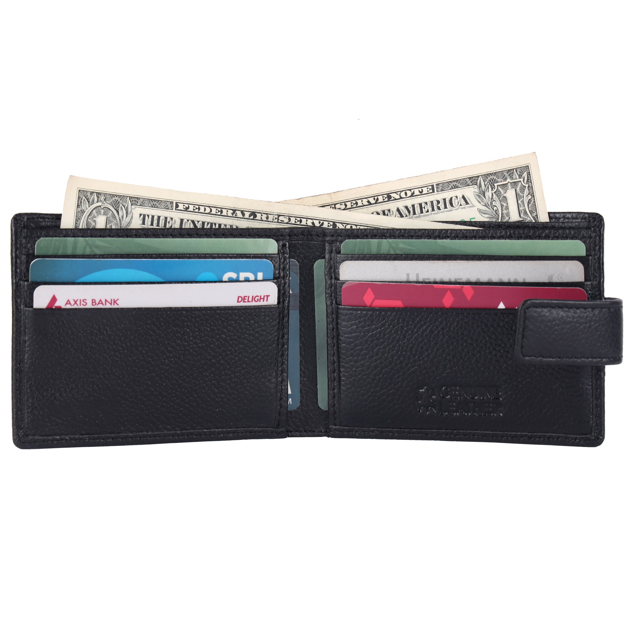 Laveri Genuine Leather Designer Mens Wallet In Black #1727CC_LOOP