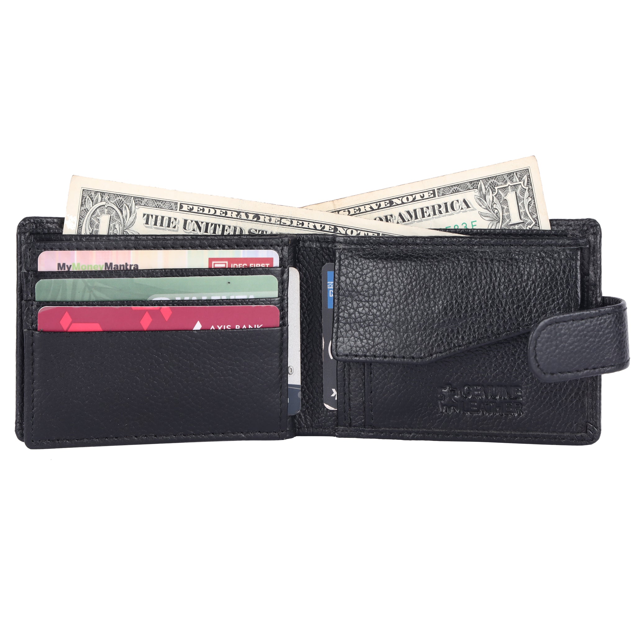 Laveri Genuine Leather Designer Mens Wallet In Black #1244CC_LOOP