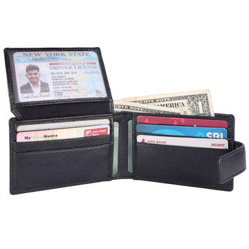 Laveri Genuine Leather Designer Mens Wallet In Black #1020CC LOOP