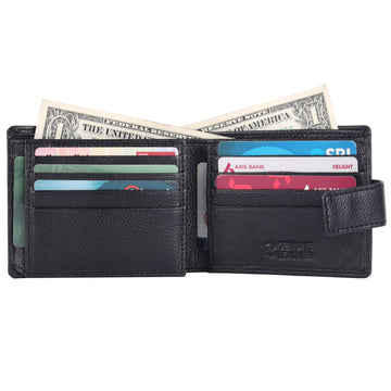 Laveri Genuine Leather Designer Mens Wallet In Black #1001CC_LOOP