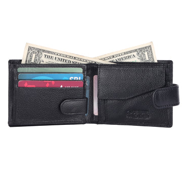 Laveri Genuine Leather Designer Mens Wallet In Black #1426CP_LOOP