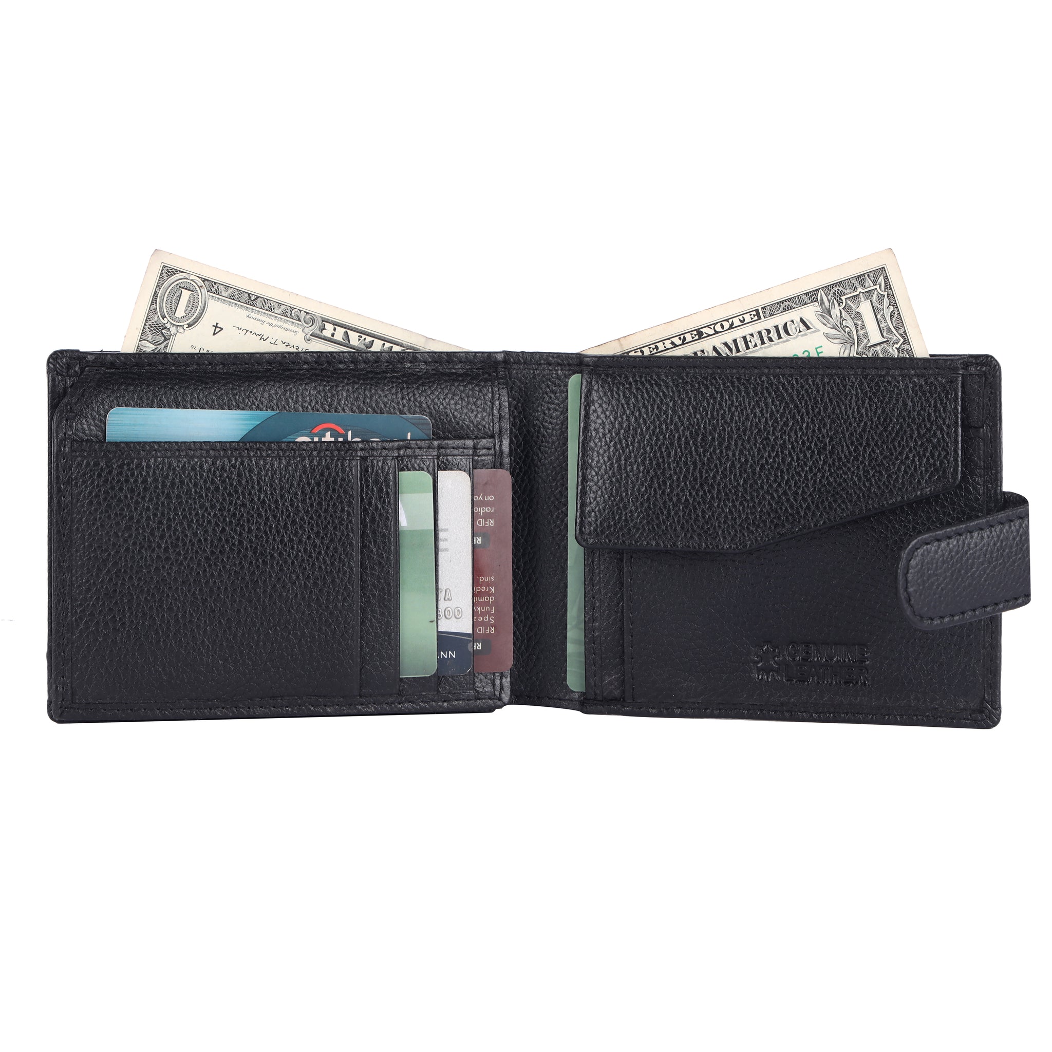 Laveri Genuine Leather Designer Mens Wallet In Black #1886CP LOOP