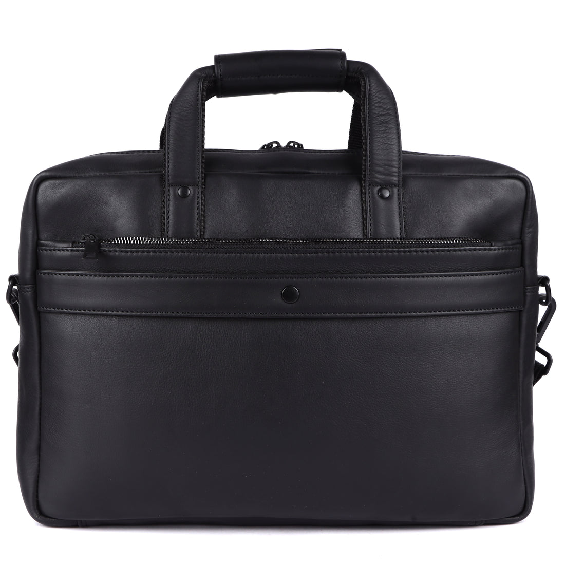 Black leather laptop bag