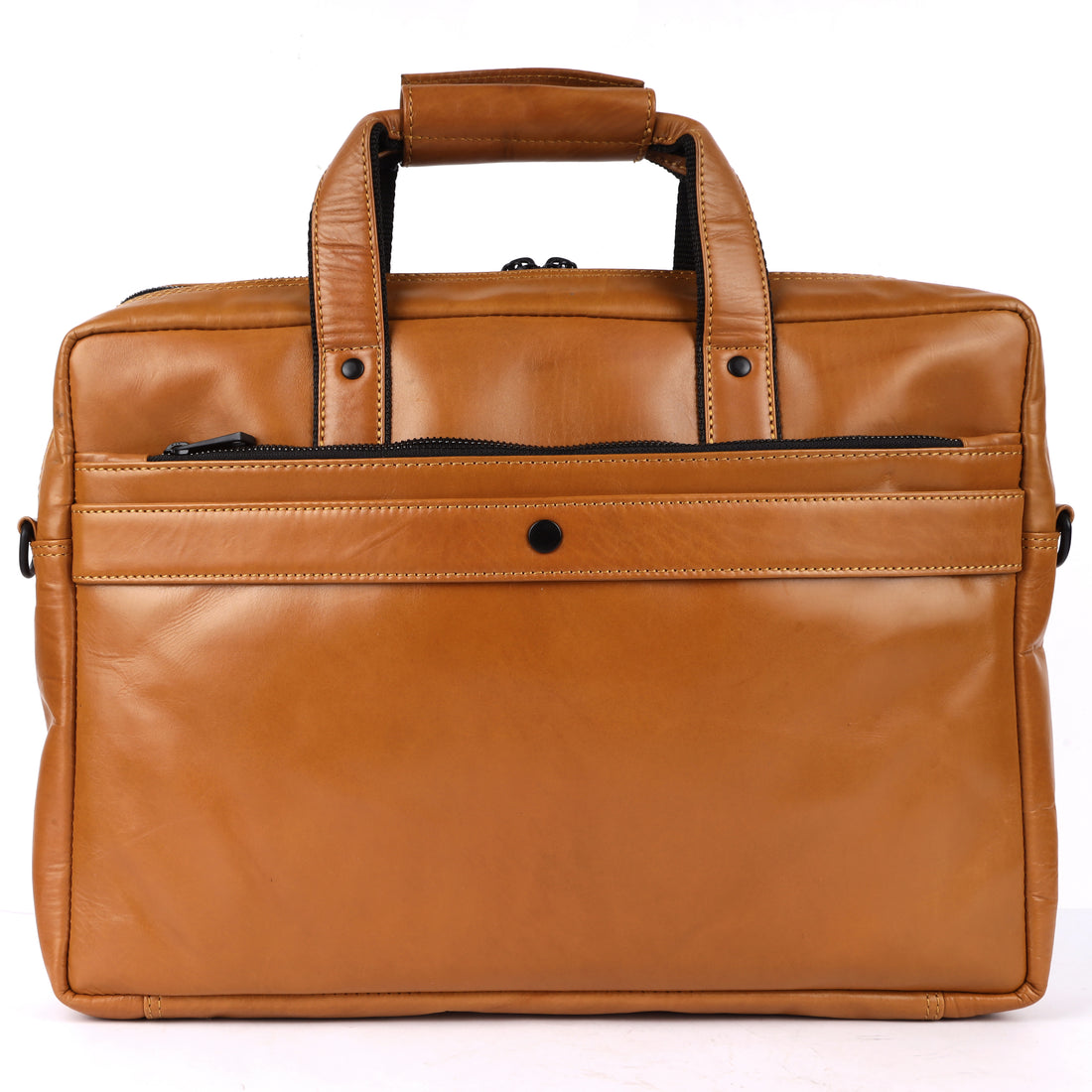 Tan genuine leather office laptop bag