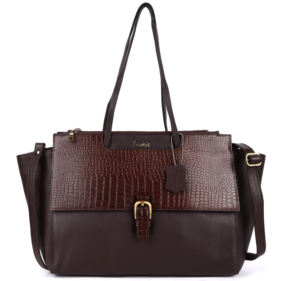 trendy brown leather carry bag