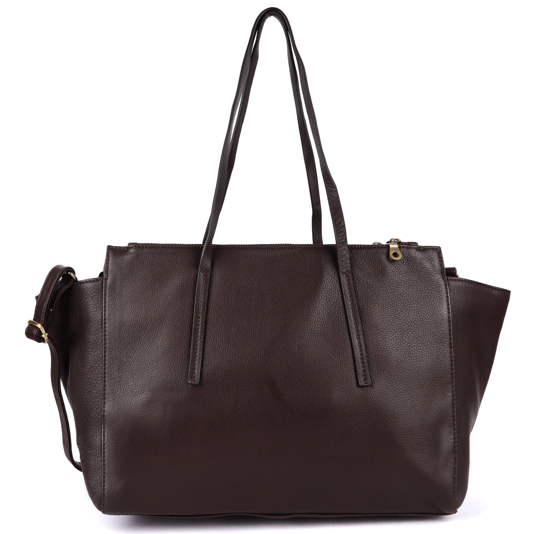 trendy brown leather carry bag