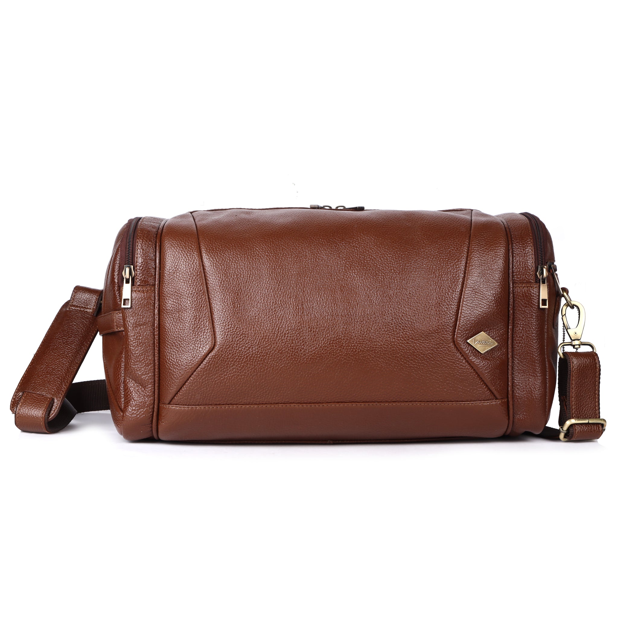 Laveri® Genuine Leather Travel Duffel Bag #2860 Brown YDM