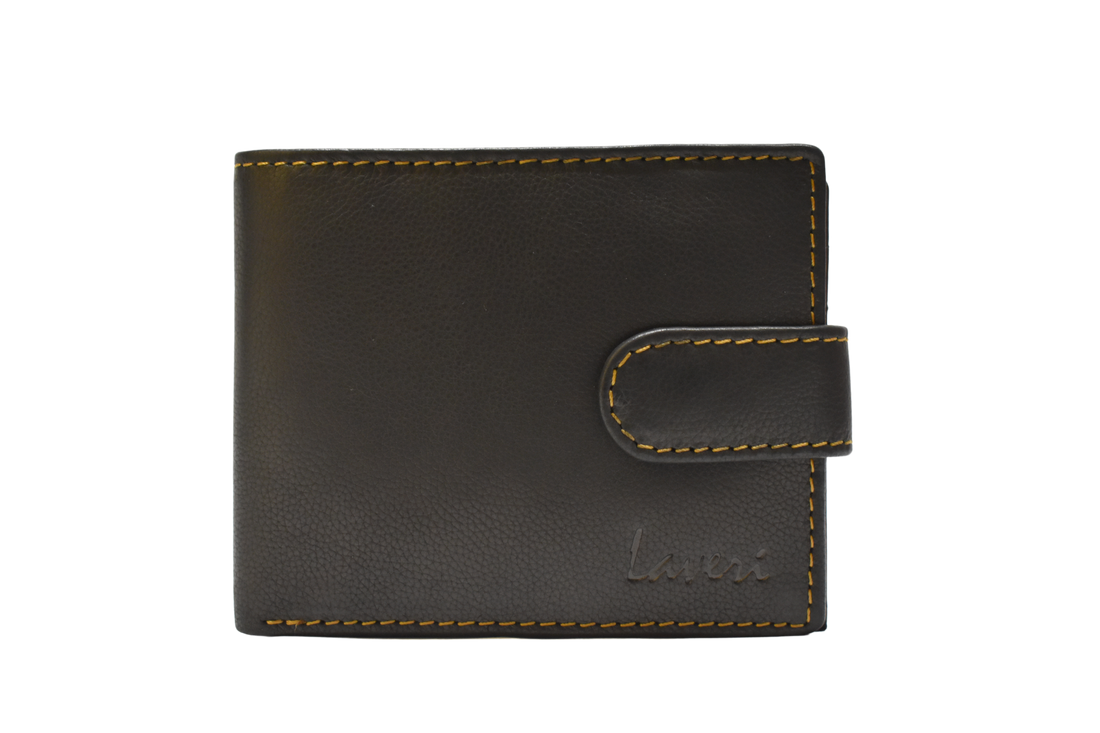 Laveri Leather Designer Multicolor Mens Wallet Black/Tan #753CL