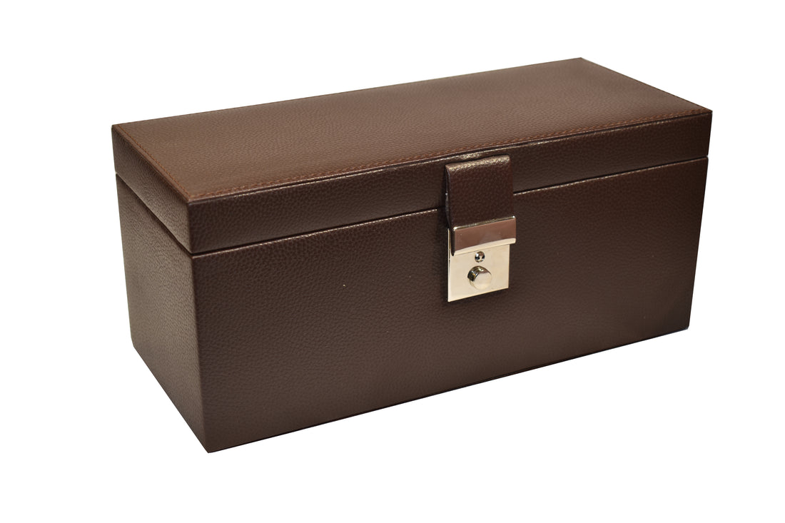 Laveri Faux Leather Bank Locker Jewelery Box in Brown