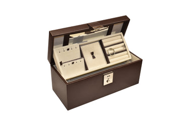 Laveri Faux Leather Bank Locker Jewelery Box in Brown