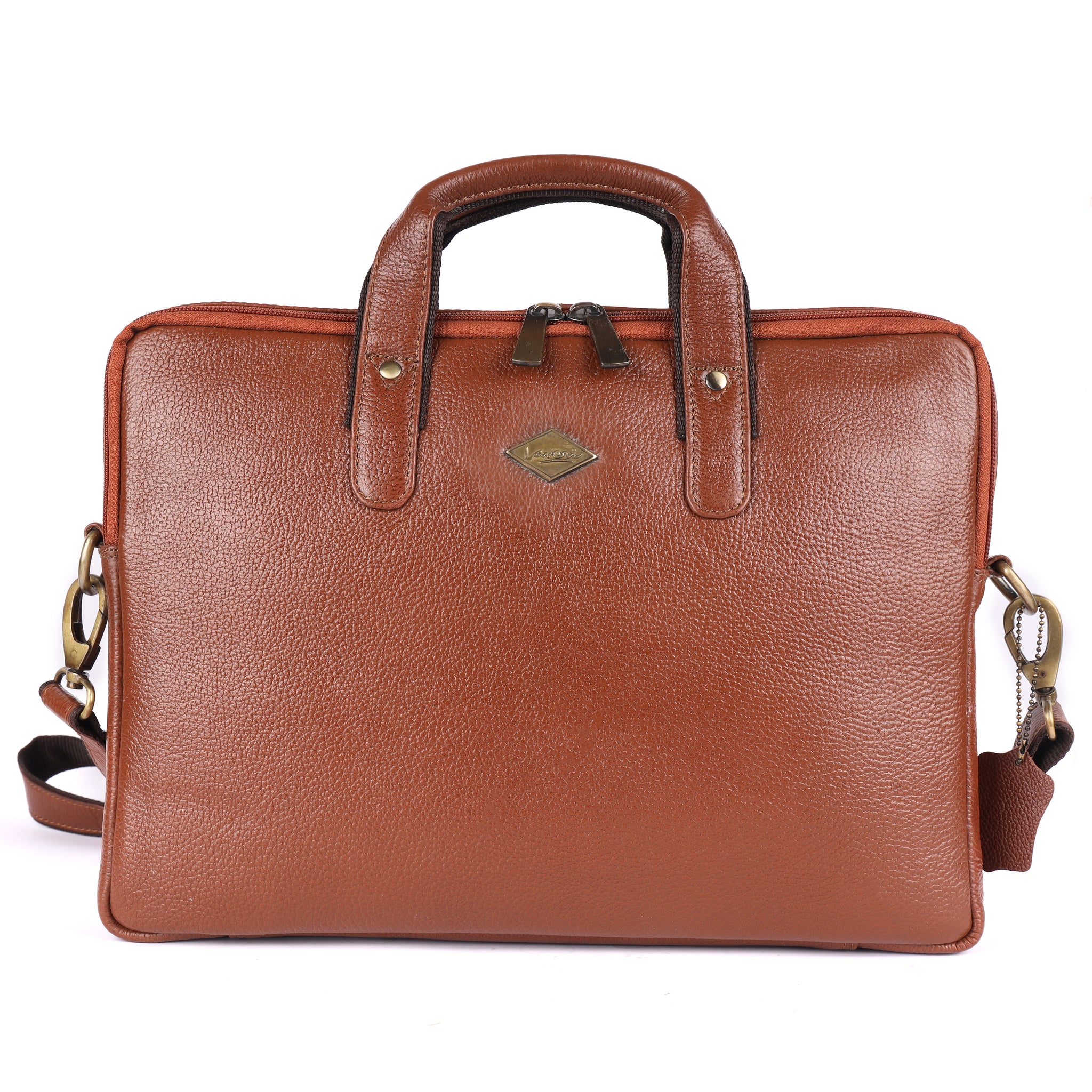 Laveri® Genuine Leather Laptop Messenger bag #2817 TAN