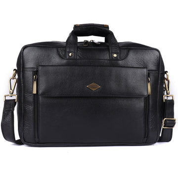 Laveri® Genuine Leather Laptop Messenger bag #2819 Black