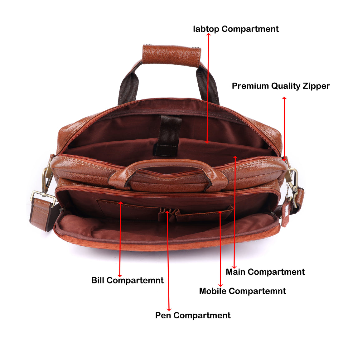 Laveri® Genuine Leather Laptop Messenger bag #2868 Tan YDM