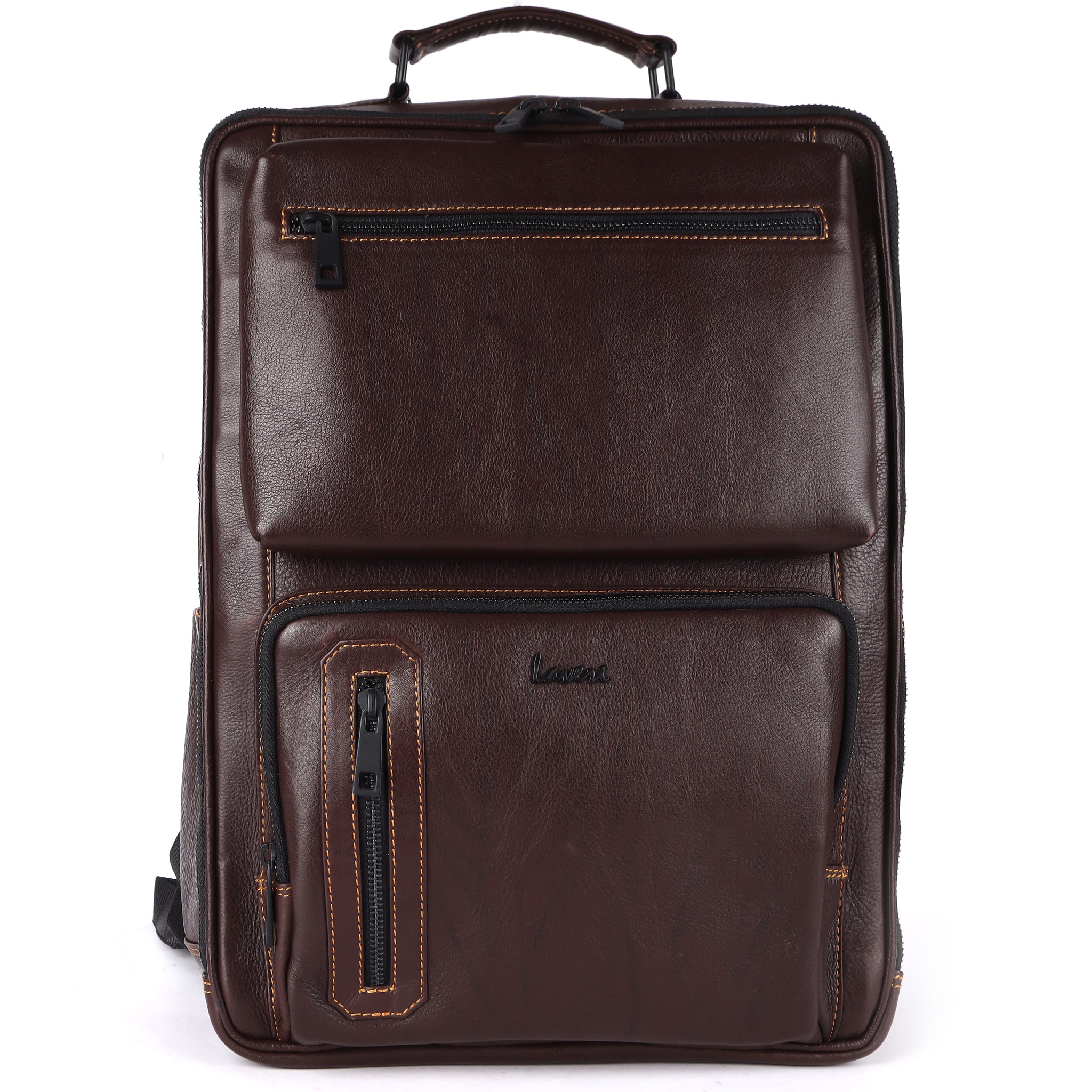 Laveri® Genuine Leather Travel Back Pack bag #2832 Dark Brown WG available only prepaid order