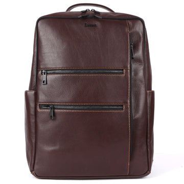 Laveri® Genuine Leather Travel Back Pack bag #2834 Dark Brown WG